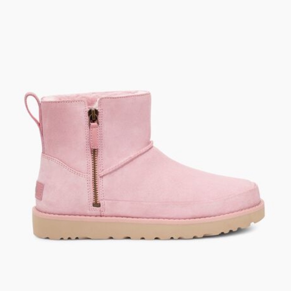 New UGG Pink Classic Zip Mini Boots